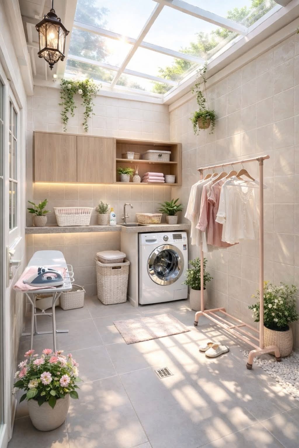 ruangan laundry dengan warna cerah