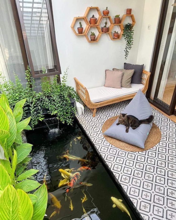 tanaman dan kolam rumah aesthetic sejuk